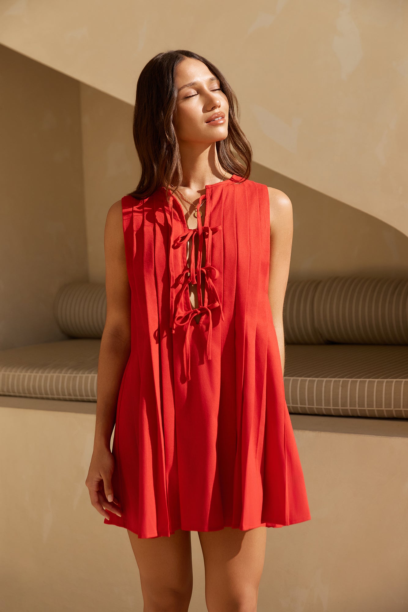 Citrine Delights Mini Dress Red-Seaa Fashion