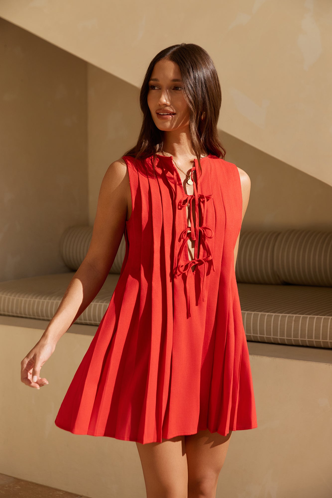 Citrine Delights Mini Dress Red-Seaa Fashion