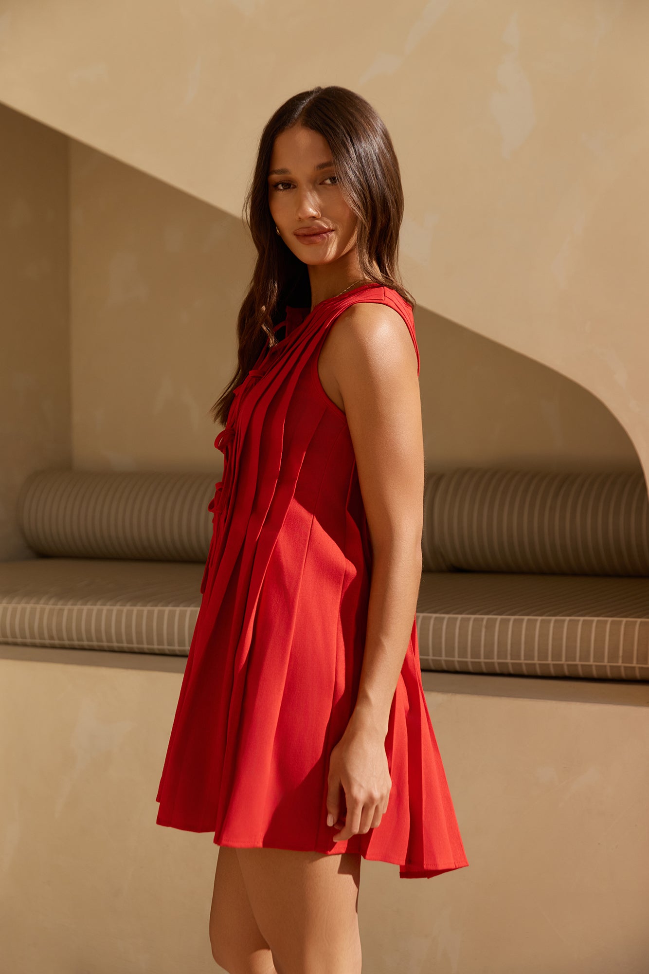 Citrine Delights Mini Dress Red-Seaa Fashion