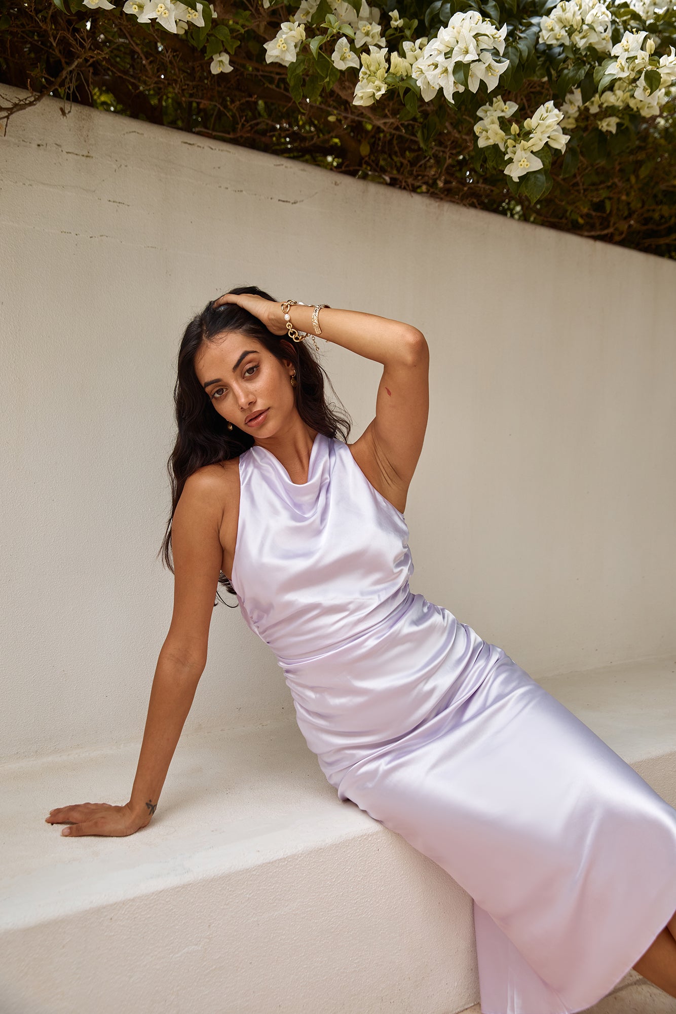 Seaa Fashion J'adore Satin Maxi Dress Lilac-Seaa Fashion