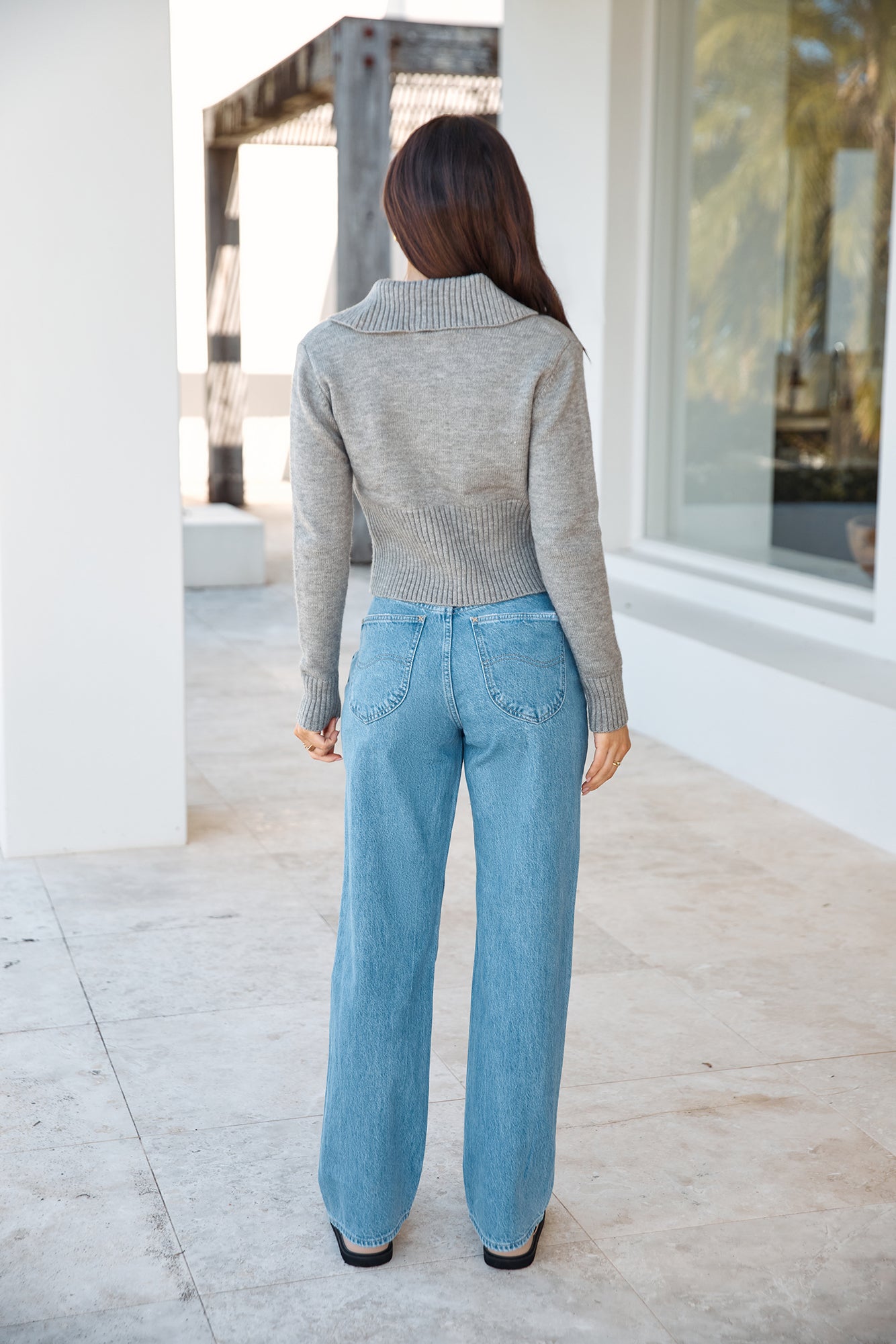 Chai Latte Knit Top Grey-Seaa Fashion