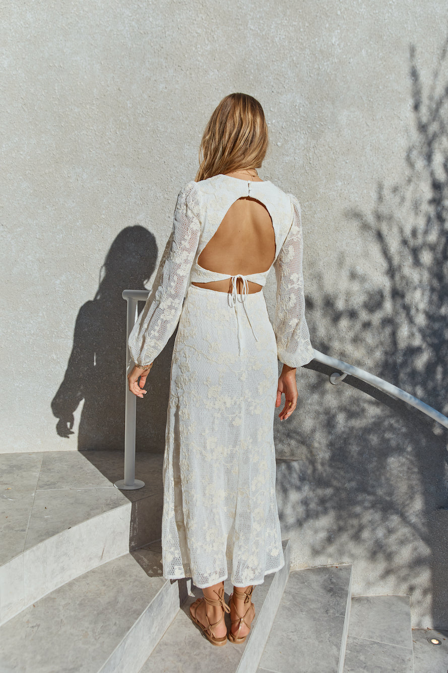 Layla Long-Sleeve Maxi Dress Cream-Seaa Fashion
