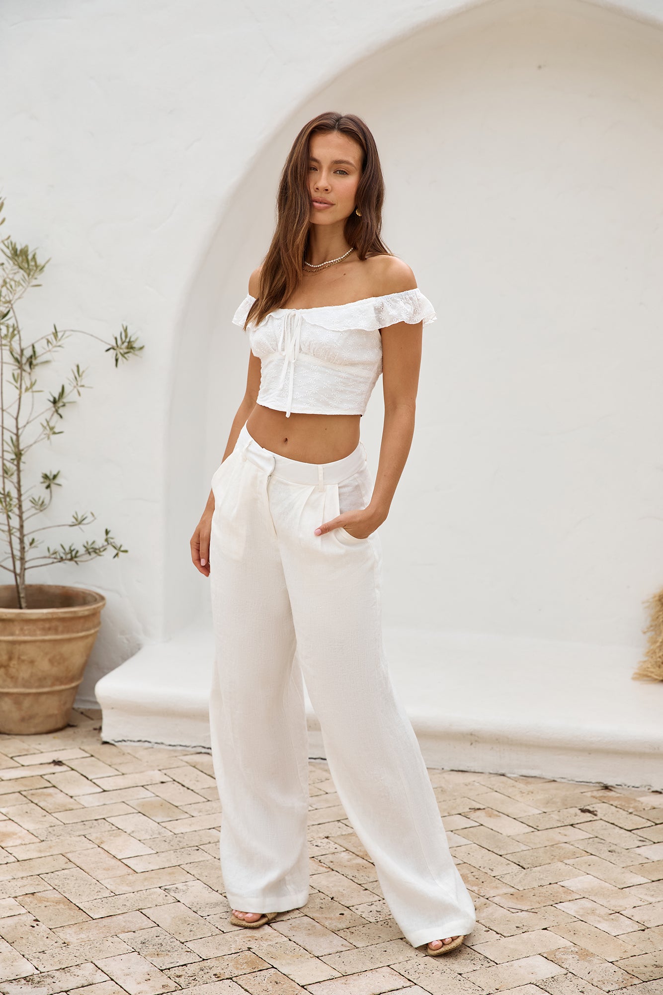 Whispering Willows Crop Top White-Seaa Fashion