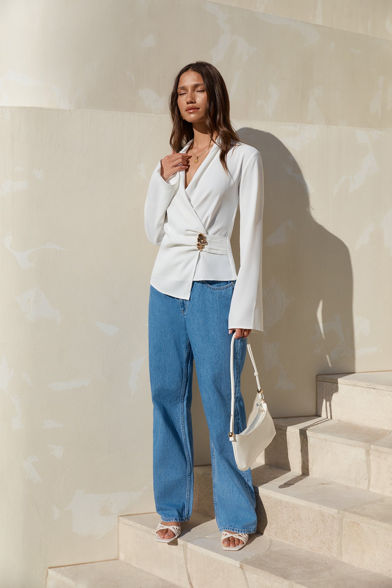 Summer In The City Long Sleeve Top White-Seaa Fashion