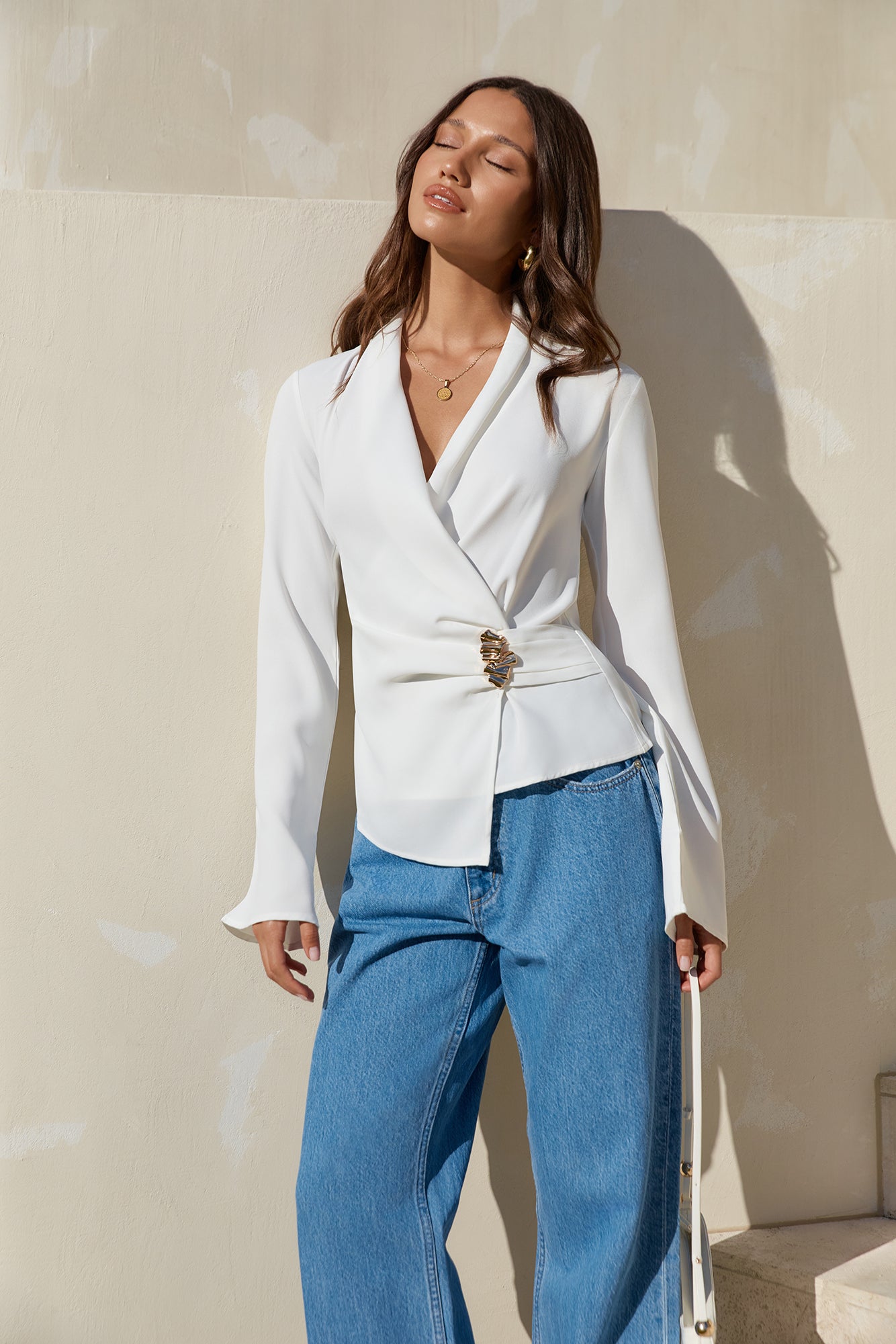 Summer In The City Long Sleeve Top White-Seaa Fashion