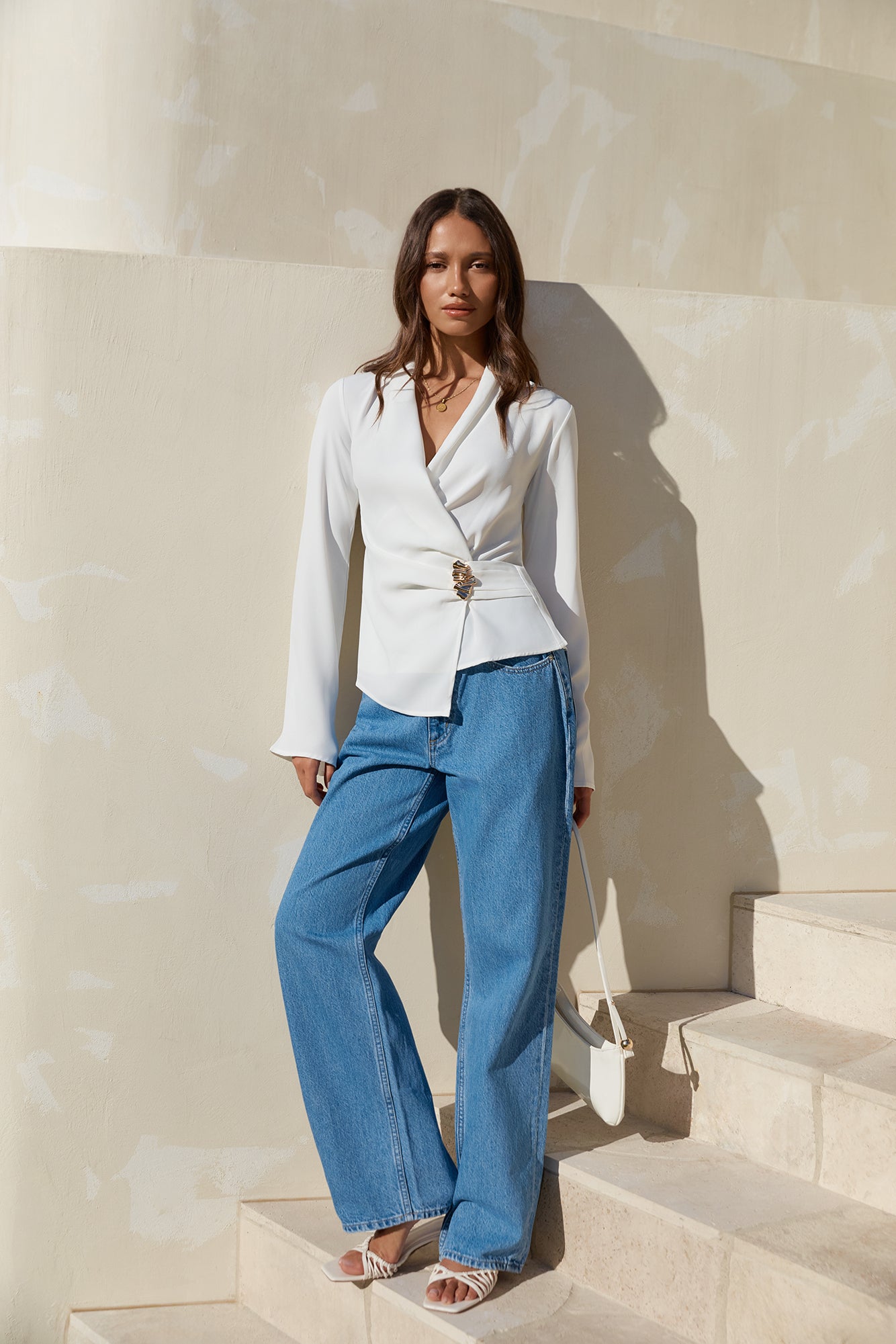 Summer In The City Long Sleeve Top White-Seaa Fashion