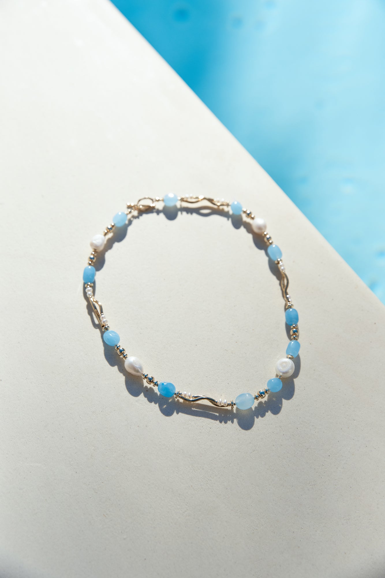 Sea Glass Necklace Blue-Seaa Fashion