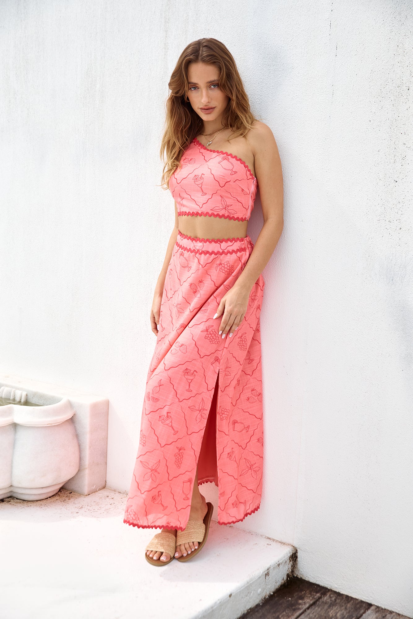 Another Round One Shoulder Crop Top Red-Seaa Fashion