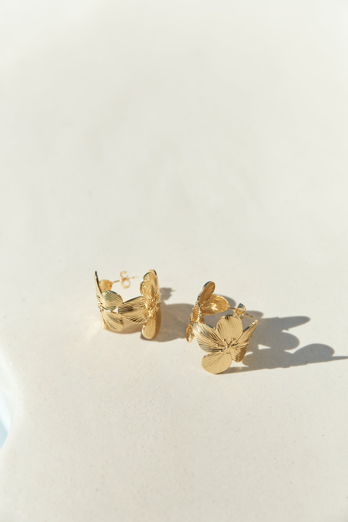 18K Gold Plated Aloha Dreams Flower Hoop Earrings Gold-Seaa Fashion