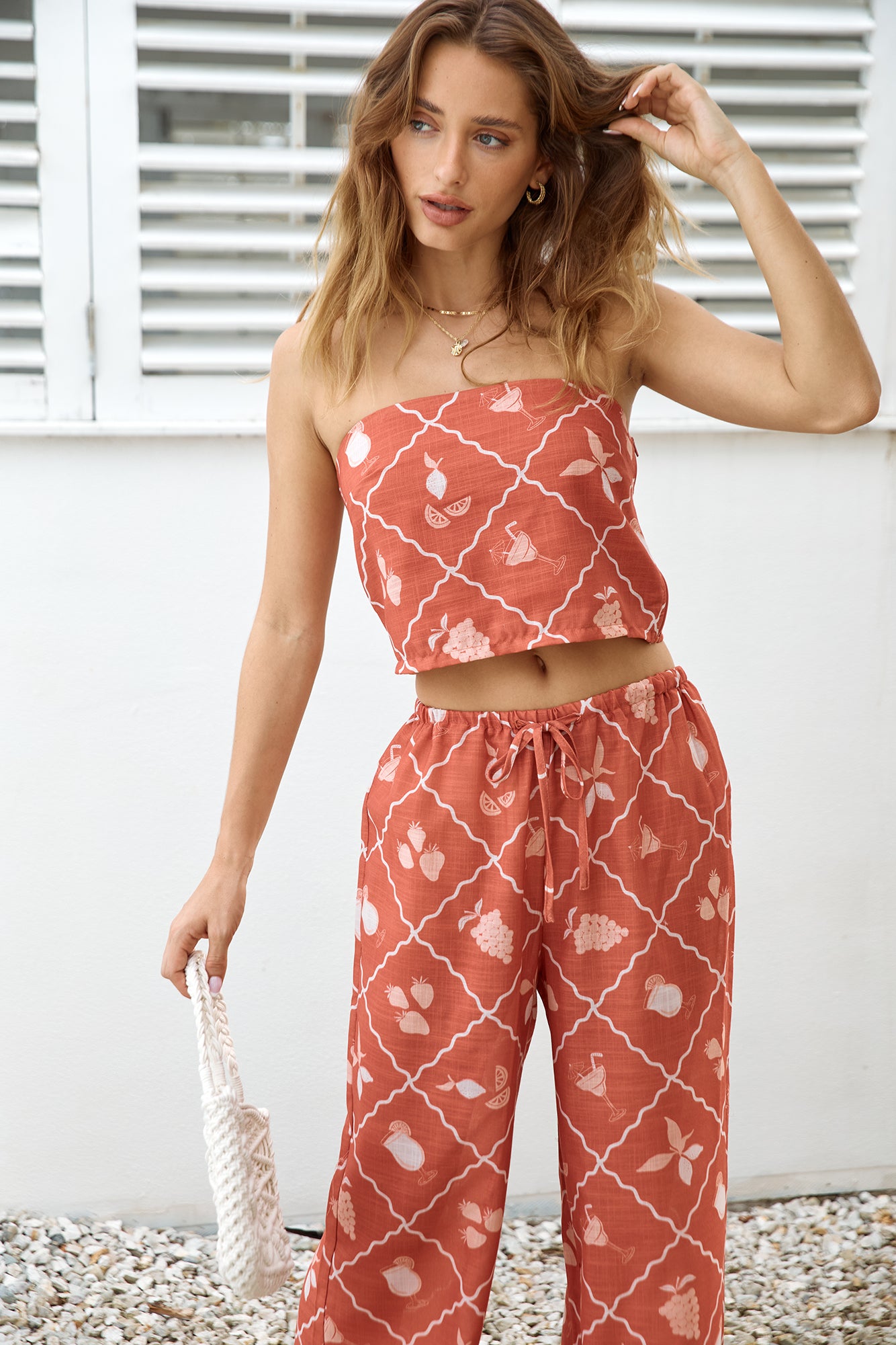 Tropical Punch Strapless Crop Top Orange-Seaa Fashion