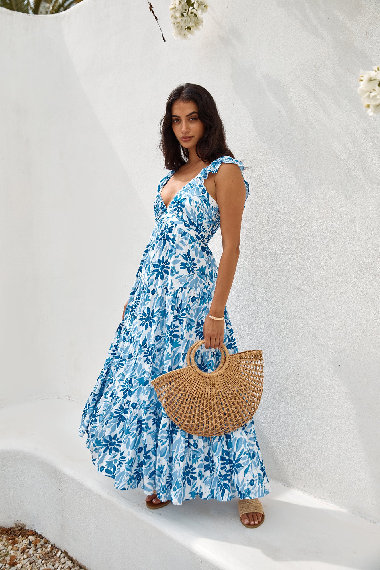Nightfall Blooms Maxi Dress Blue-Seaa Fashion