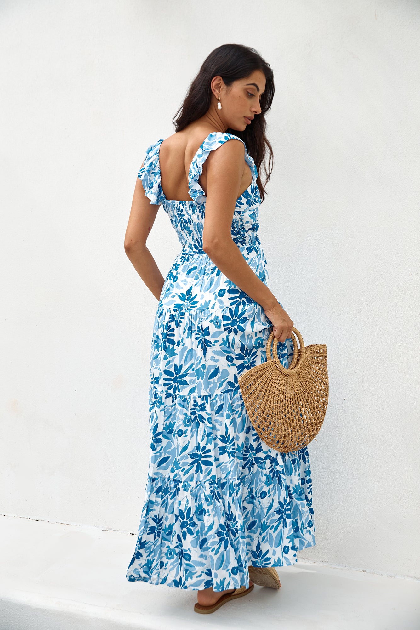 Nightfall Blooms Maxi Dress Blue-Seaa Fashion