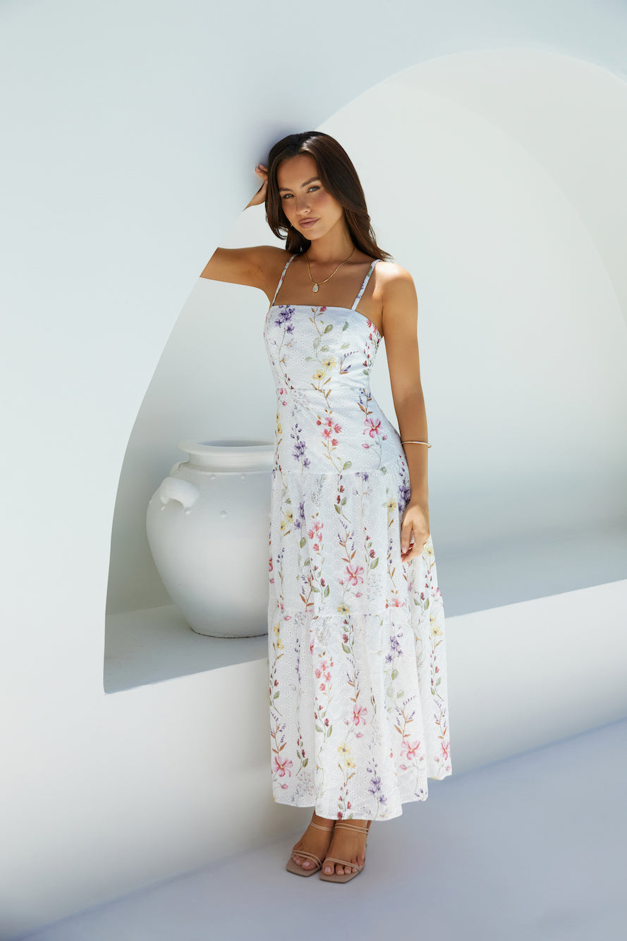 Luminous Field Floral Maxi Dress White-Seaa Fashion