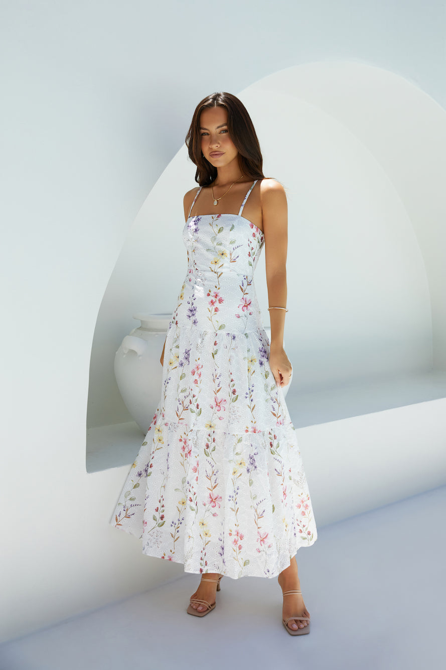 Luminous Field Floral Maxi Dress White-Seaa Fashion
