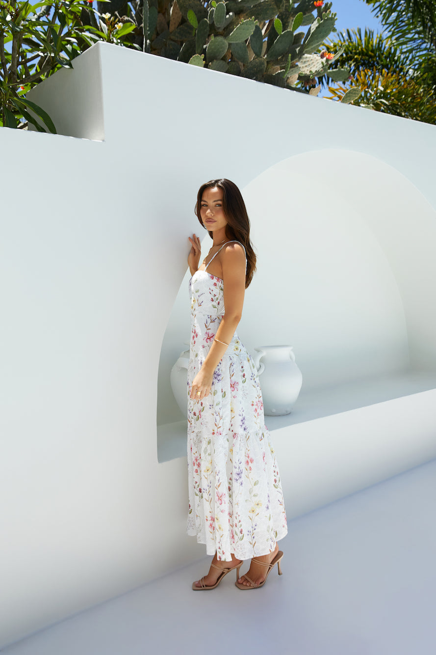 Luminous Field Floral Maxi Dress White-Seaa Fashion