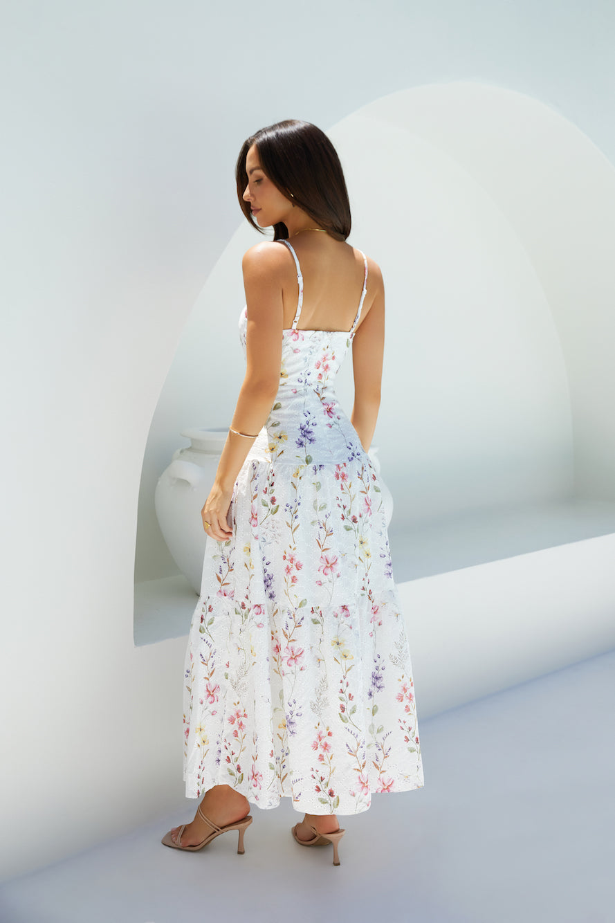 Luminous Field Floral Maxi Dress White-Seaa Fashion