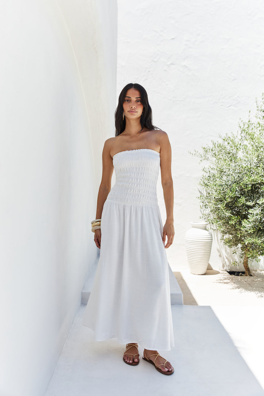 Blossom Bay Strapless Maxi Dress White-Seaa Fashion
