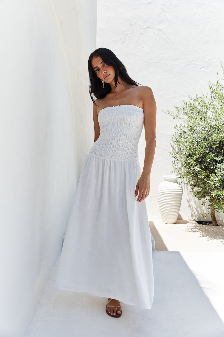 Blossom Bay Strapless Maxi Dress White-Seaa Fashion