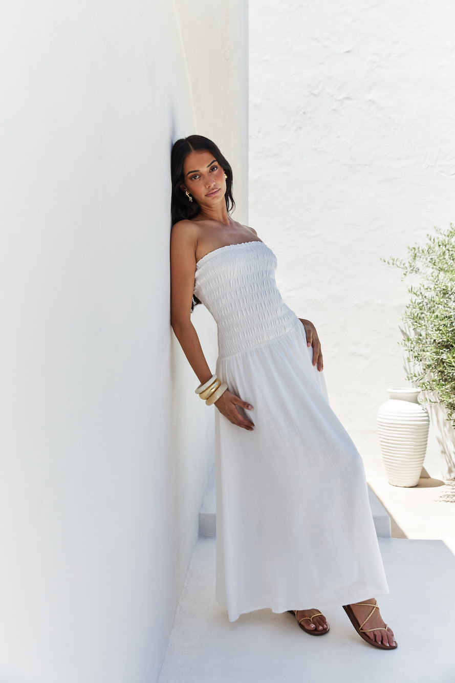 Blossom Bay Strapless Maxi Dress White-Seaa Fashion