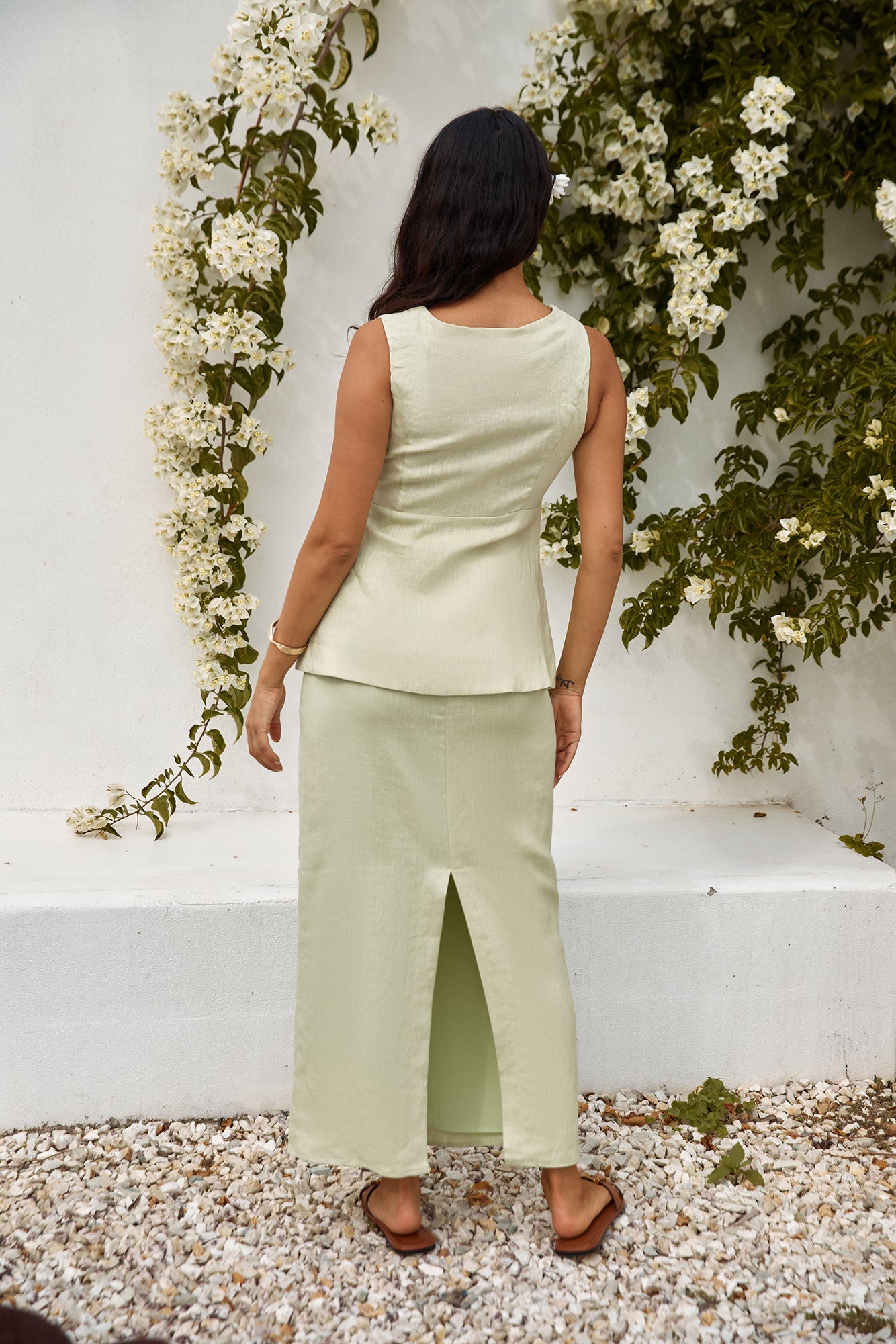 Seaside Haven Linen Maxi Skirt Green-Seaa Fashion