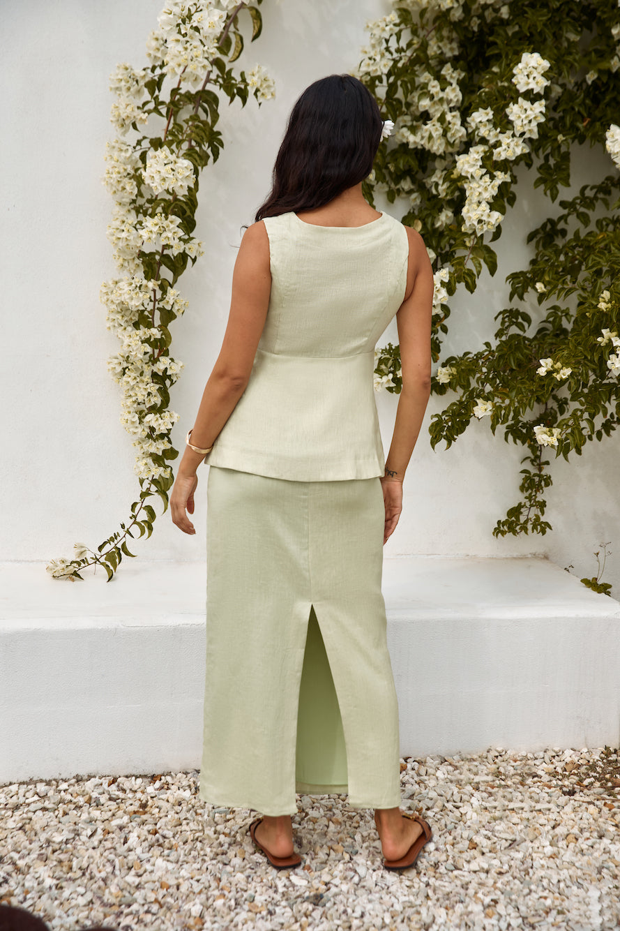 Seaside Haven Linen Vest Top Green-Seaa Fashion