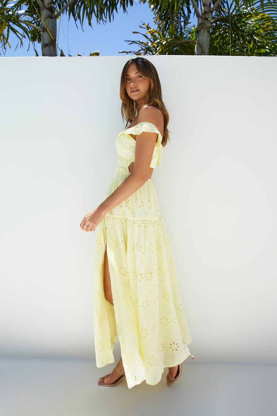 Lemon Blossom Maxi Dress Yellow-Seaa Fashion