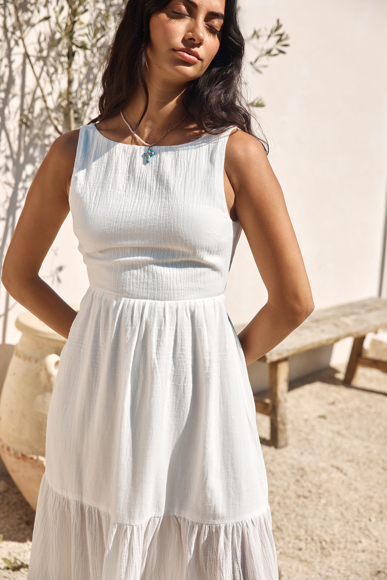 With The Wind Midi Dress White-Seaa Fashion