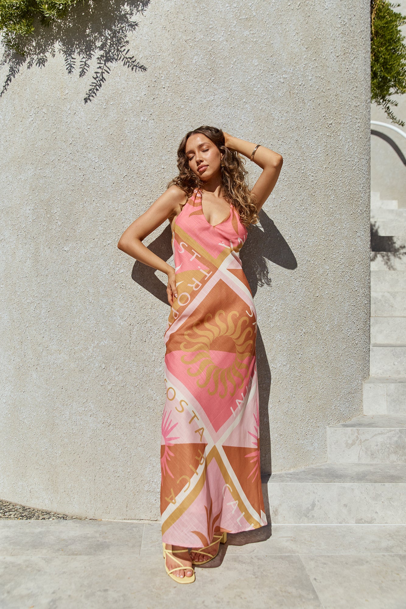 Hideaway Halter Maxi Dress Pink-Seaa Fashion