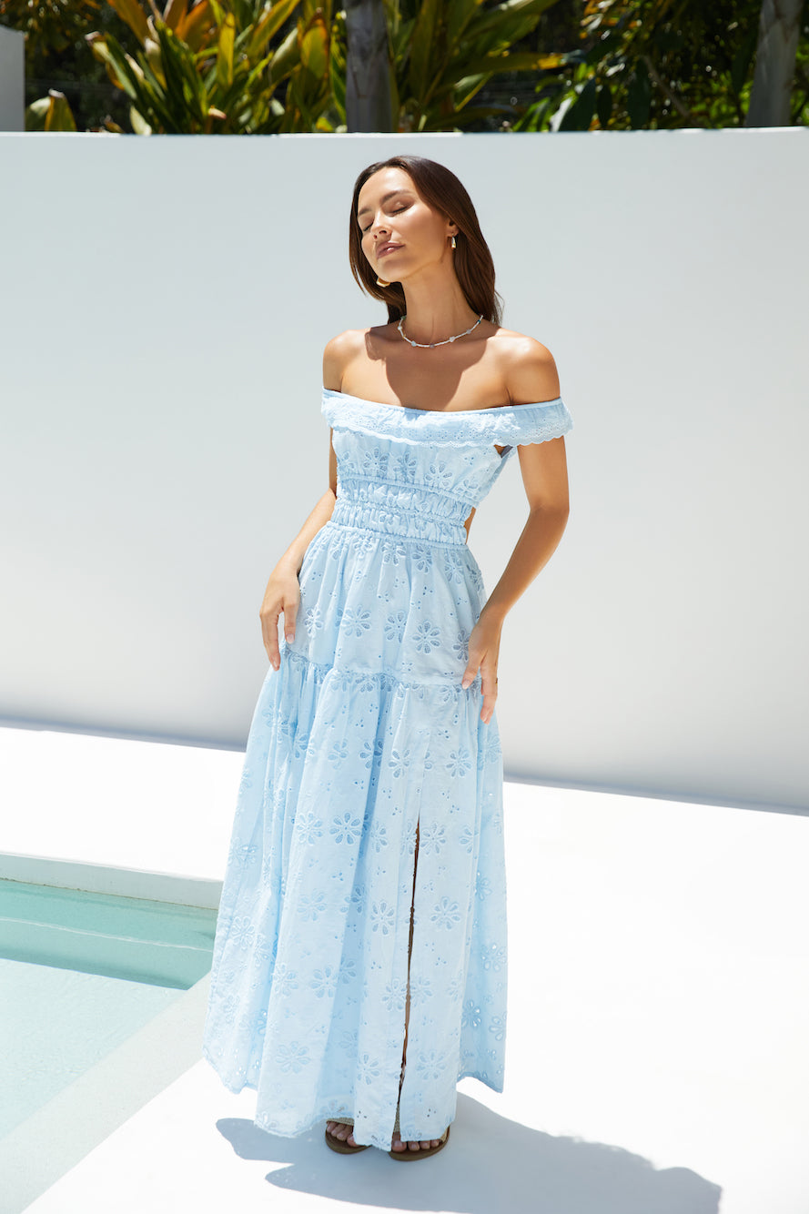 Lemon Blossom Maxi Dress Blue-Seaa Fashion