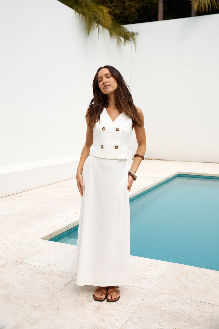 Yolanda Maxi Skirt White-Seaa Fashion