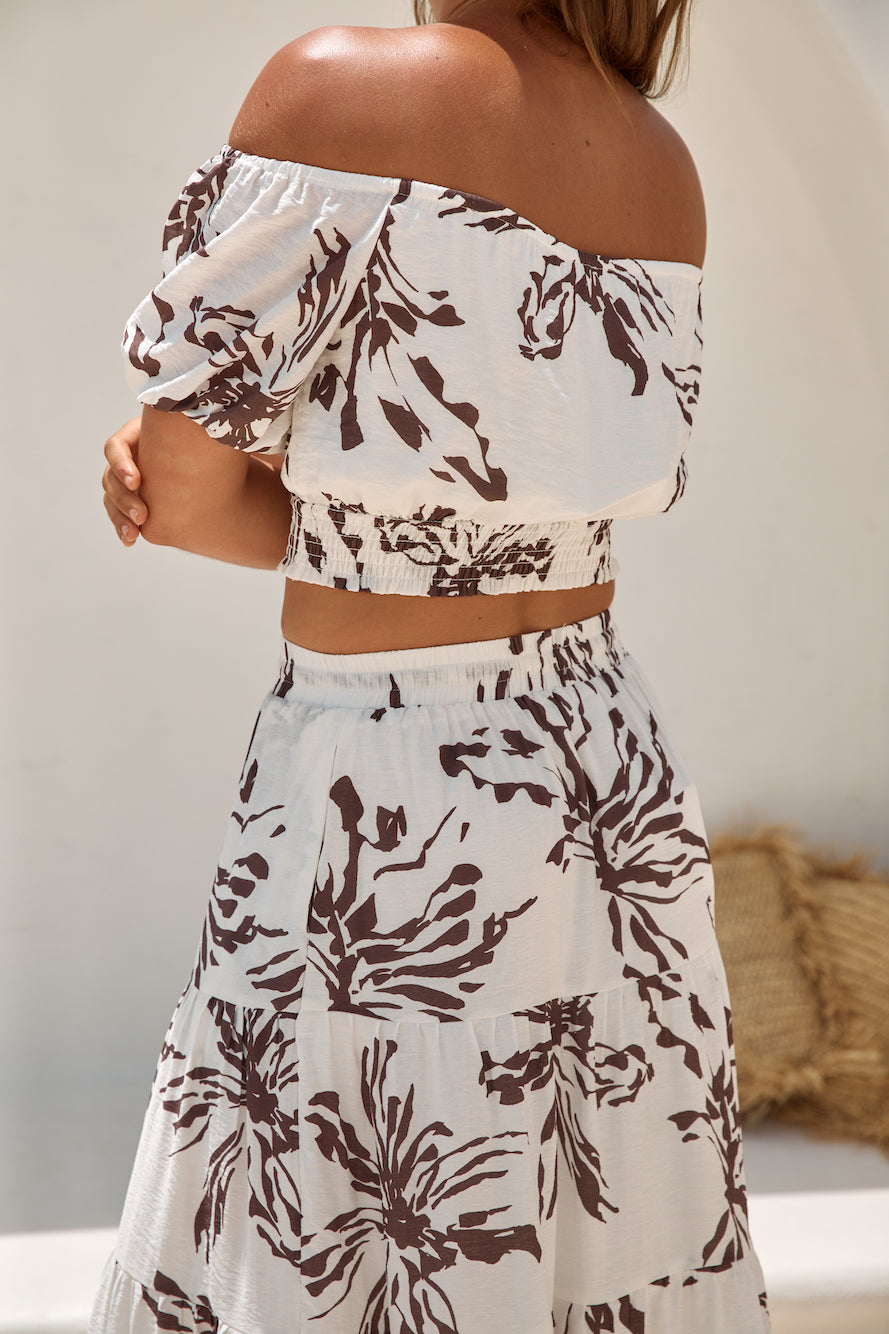 Island Whisper Off Shoulder Crop Top Brown-Seaa Fashion