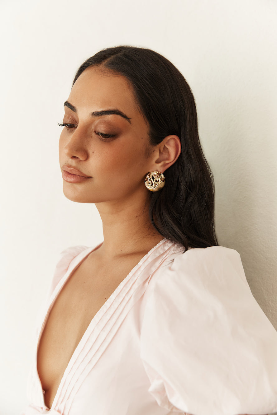 18K Gold Plated Athena Earrings Gold-Seaa Fashion