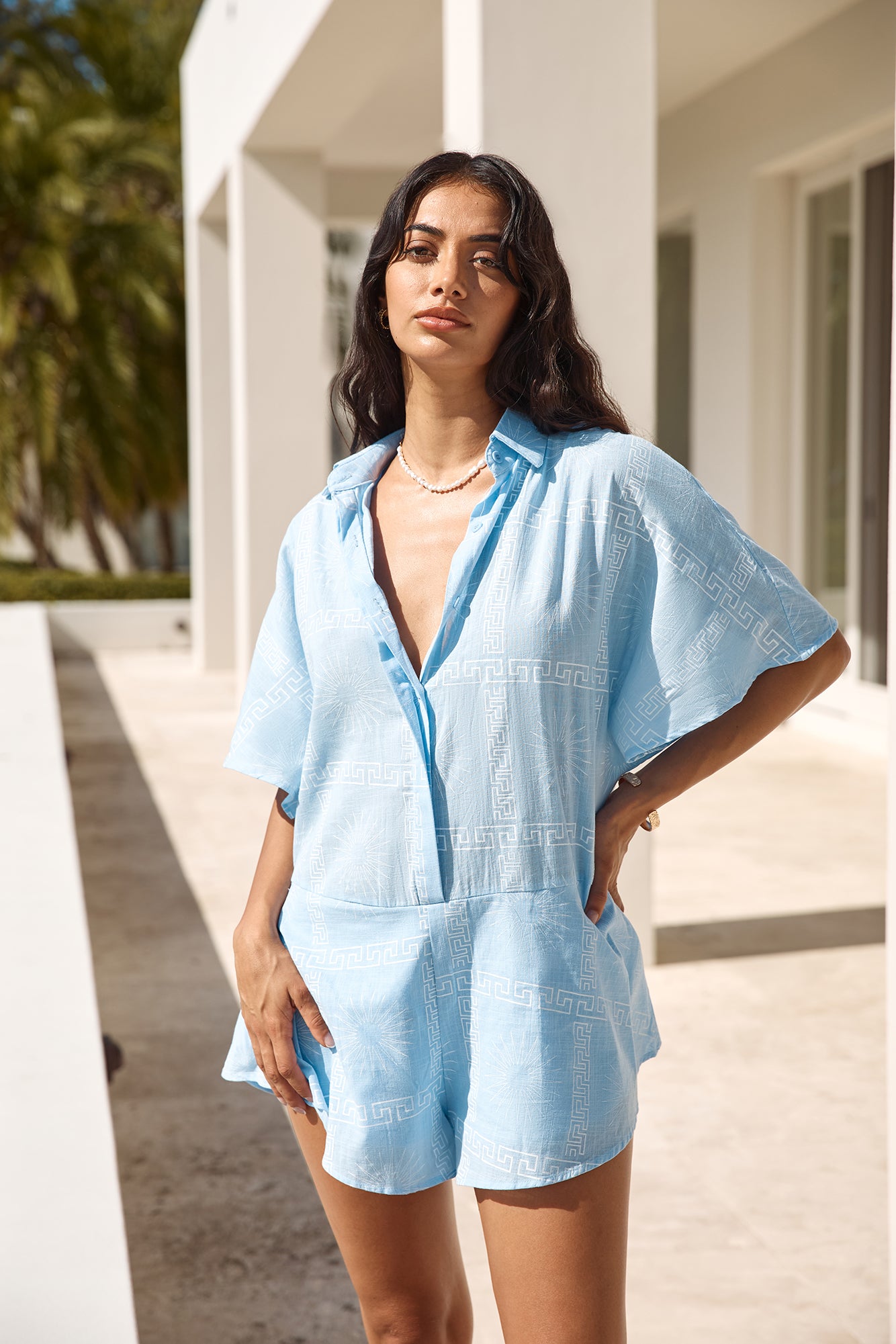 Chic On Shore Romper Blue-Seaa Fashion