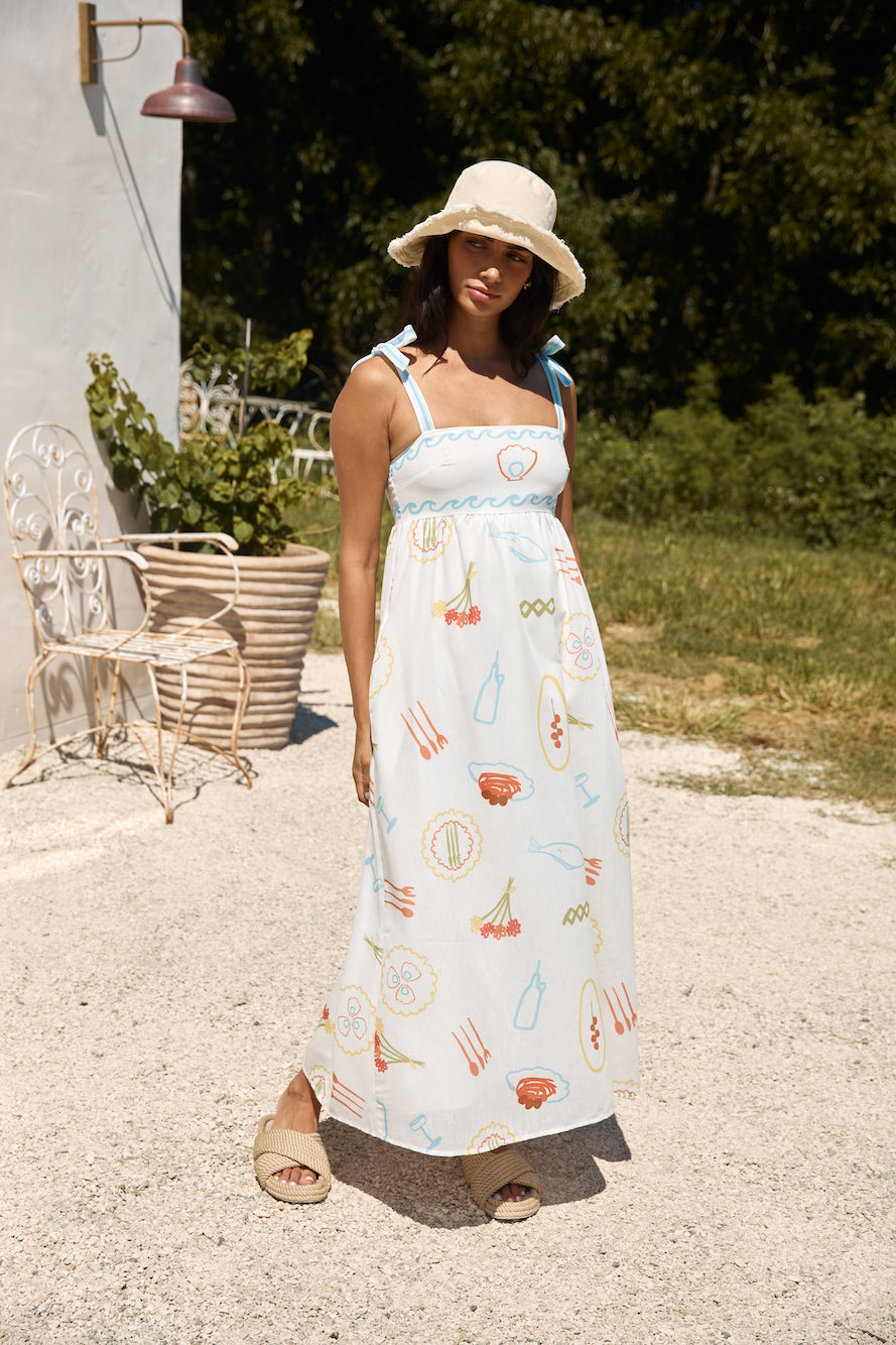 Provence Escape Linen Maxi Dress Multi-Seaa Fashion