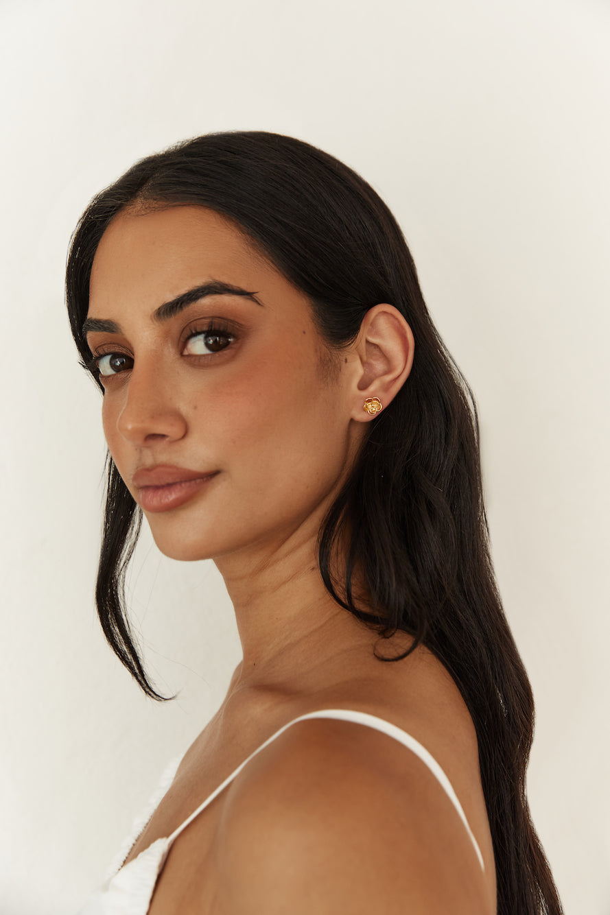 18k Gold Plated Bed Of Roses Earrings Gold-Seaa Fashion