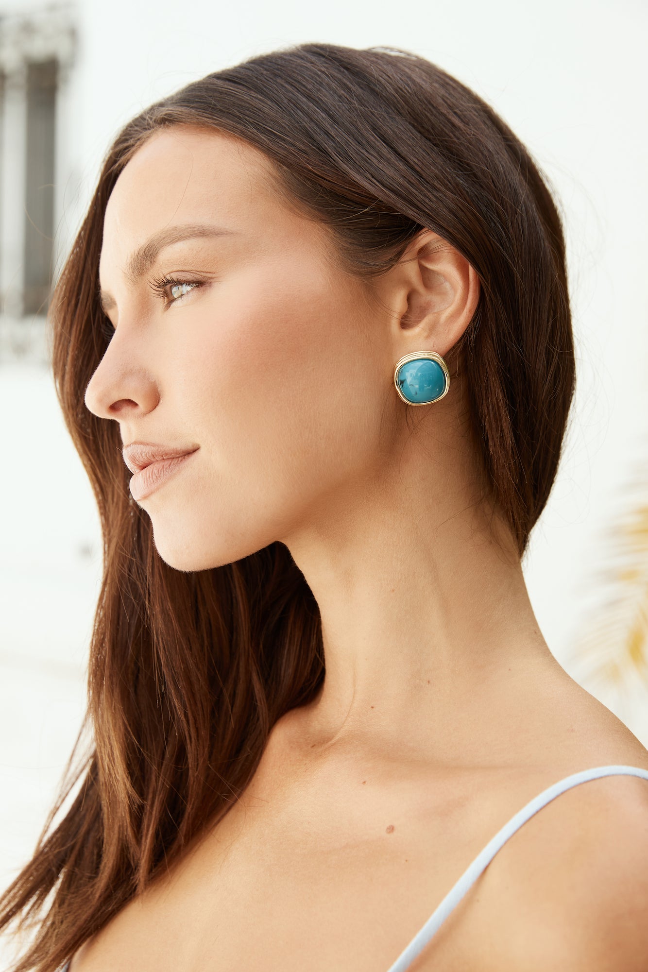 Barbara Blue Gold Earrings-Seaa Fashion