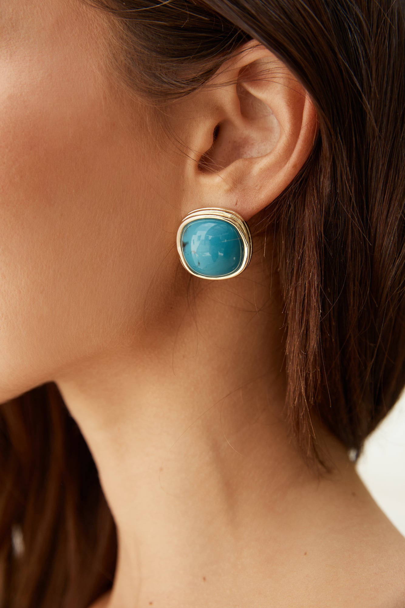 Barbara Blue Gold Earrings-Seaa Fashion