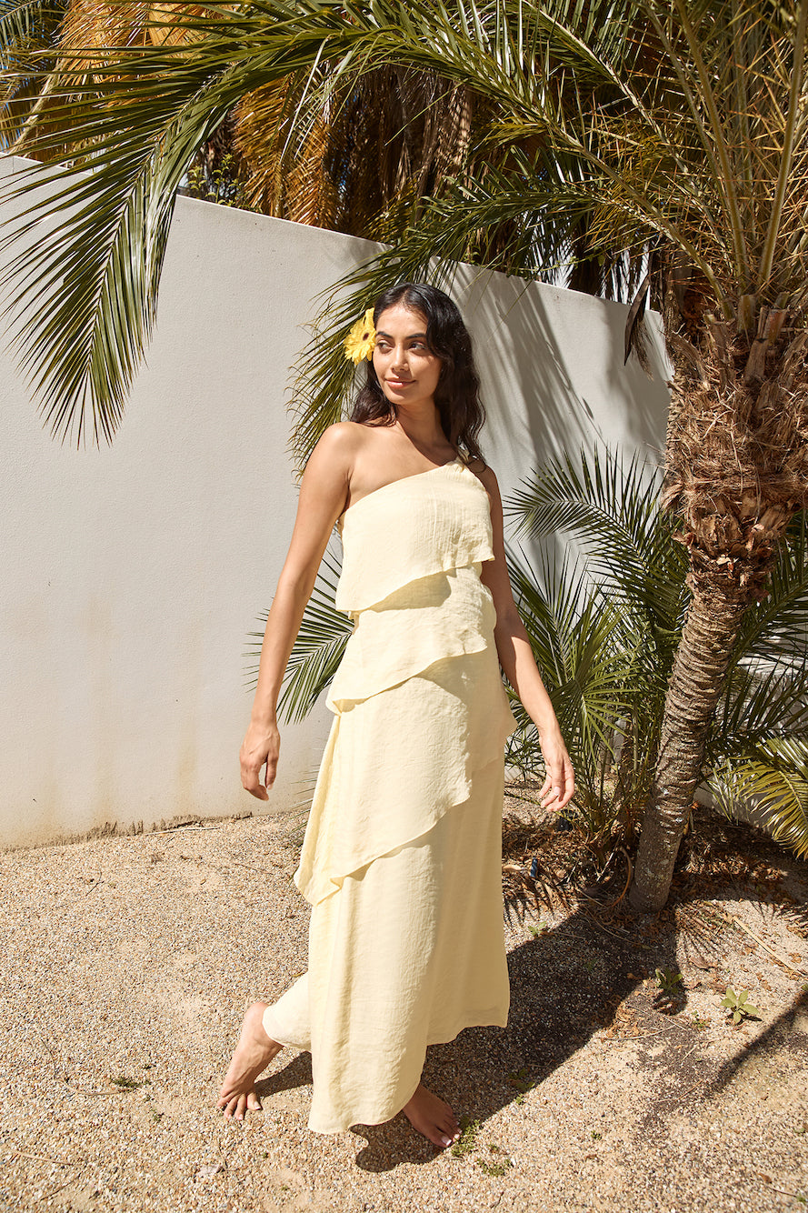 Certified Lover One Shoulder Maxi Dress Yellow-Seaa Fashion