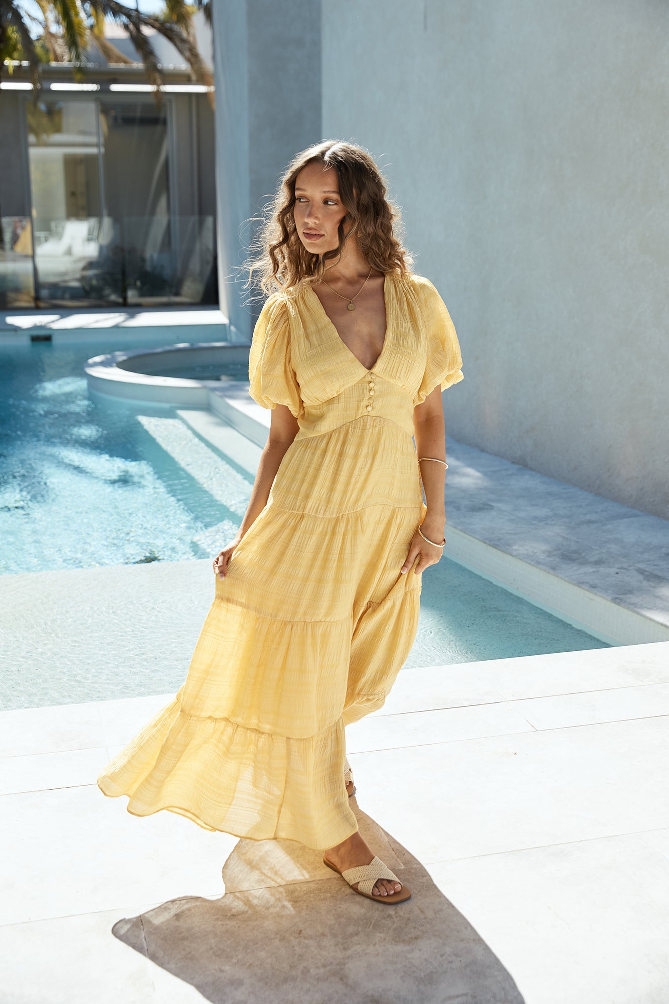 Secret Garden Maxi Dress Yellow-Seaa Fashion