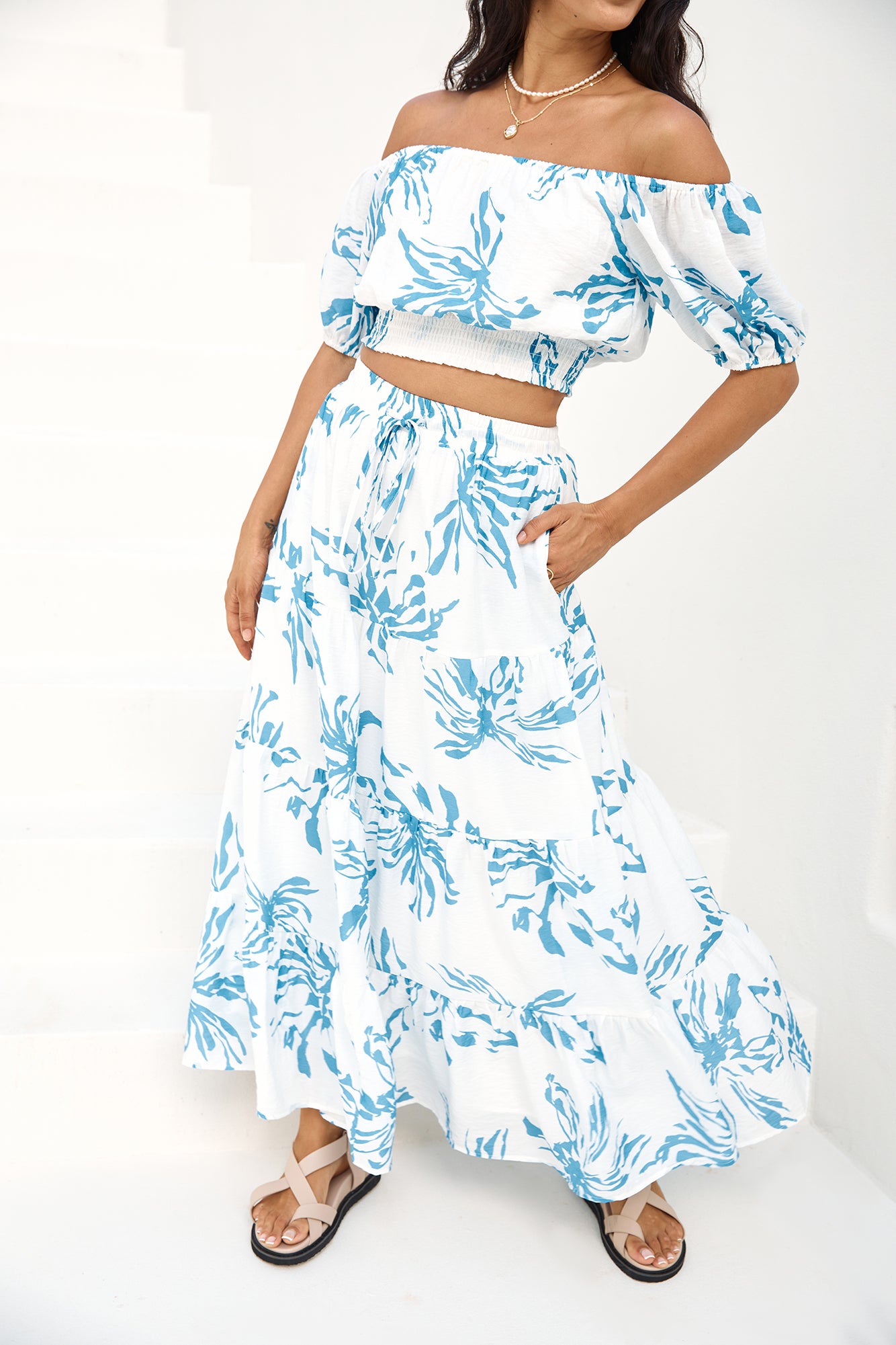 Island Whisper Maxi Skirt Blue-Seaa Fashion