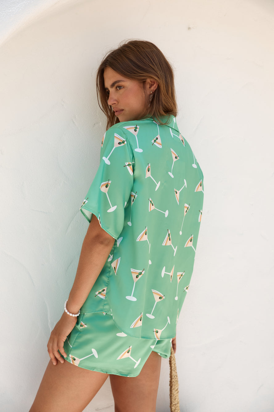 Happy Hour Satin Set Green-Seaa Fashion