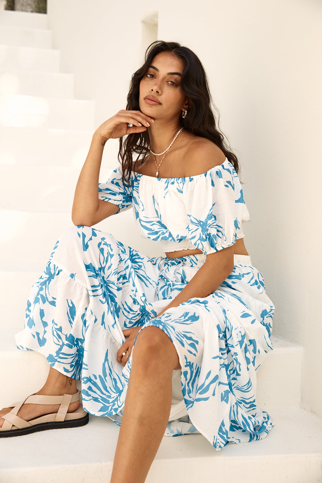 Island Whisper Maxi Skirt Blue-Seaa Fashion