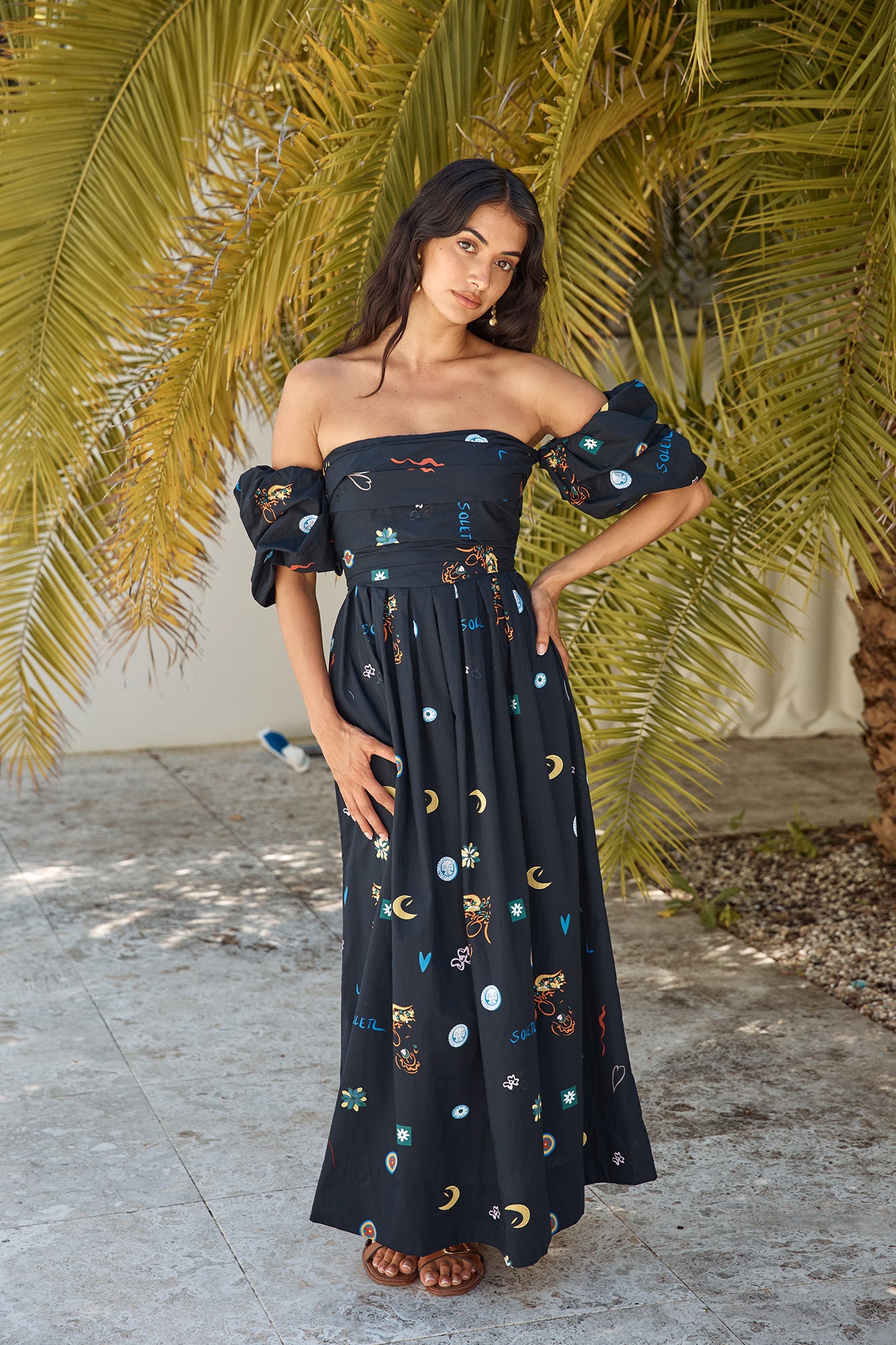 Bonnie Off Shoulder Maxi Dress Black-Seaa Fashion