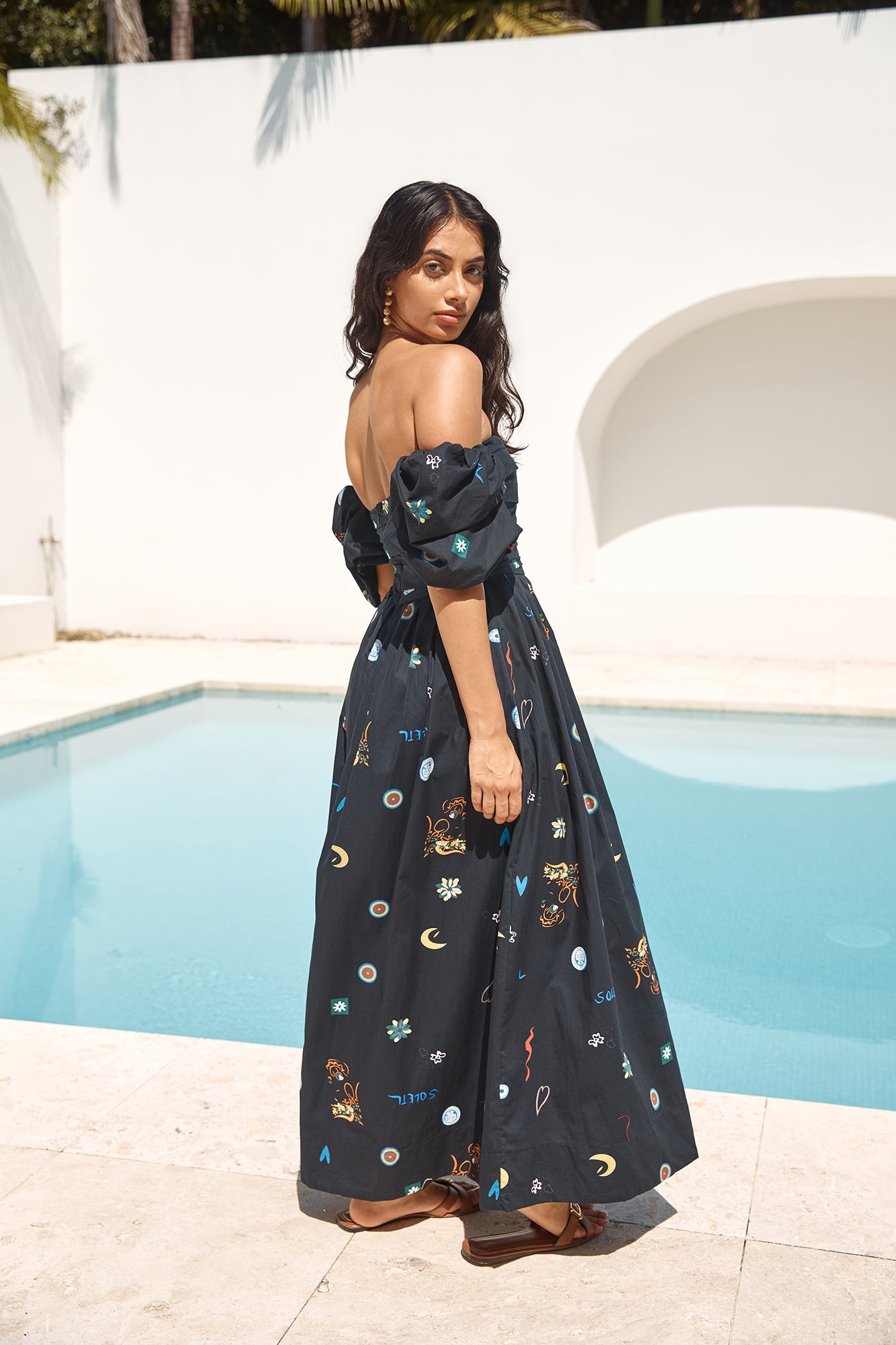 Bonnie Off Shoulder Maxi Dress Black-Seaa Fashion
