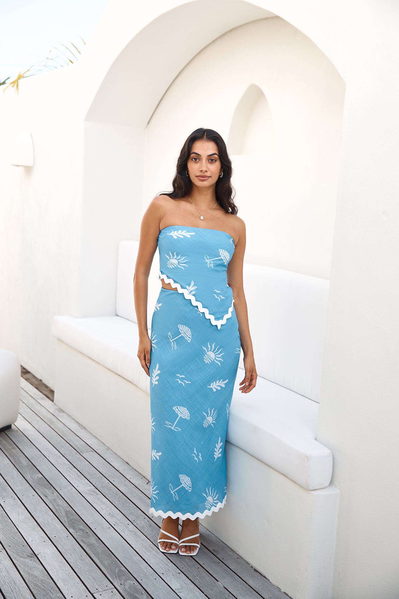 Vacation Away Maxi Skirt Blue-Seaa Fashion