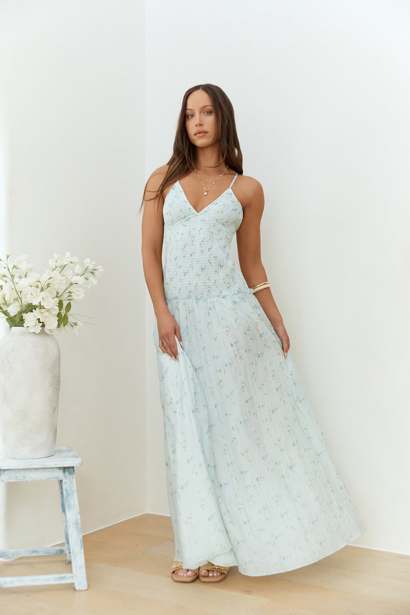 Among The Flowers Maxi Dress Blue-Seaa Fashion