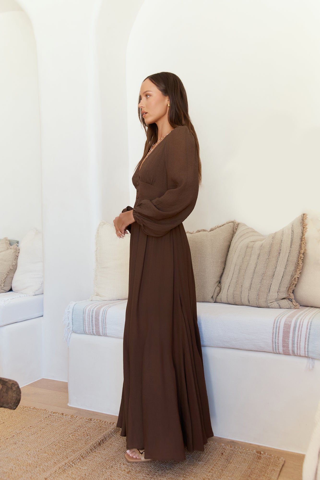 Sweeter Dreams Long Sleeve Maxi Dress Chocolate-Seaa Fashion