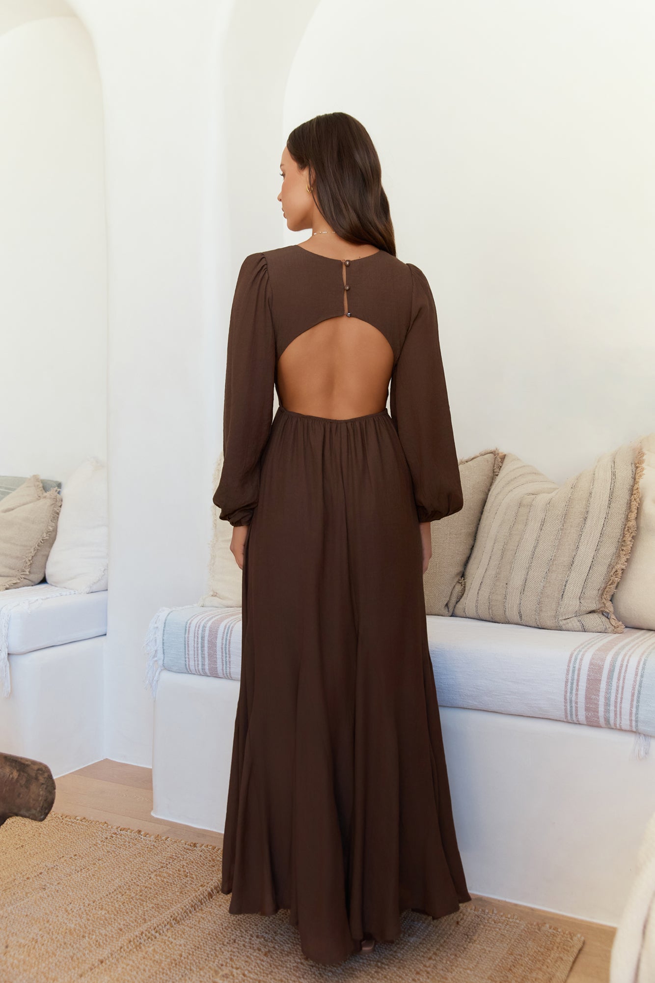 Sweeter Dreams Long Sleeve Maxi Dress Chocolate-Seaa Fashion