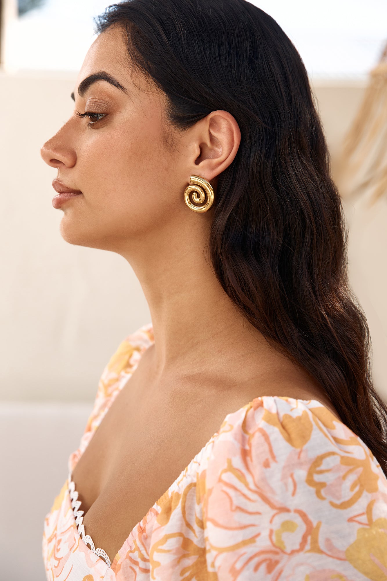 18k Gold Plated Around Cities Earrings Gold-Seaa Fashion