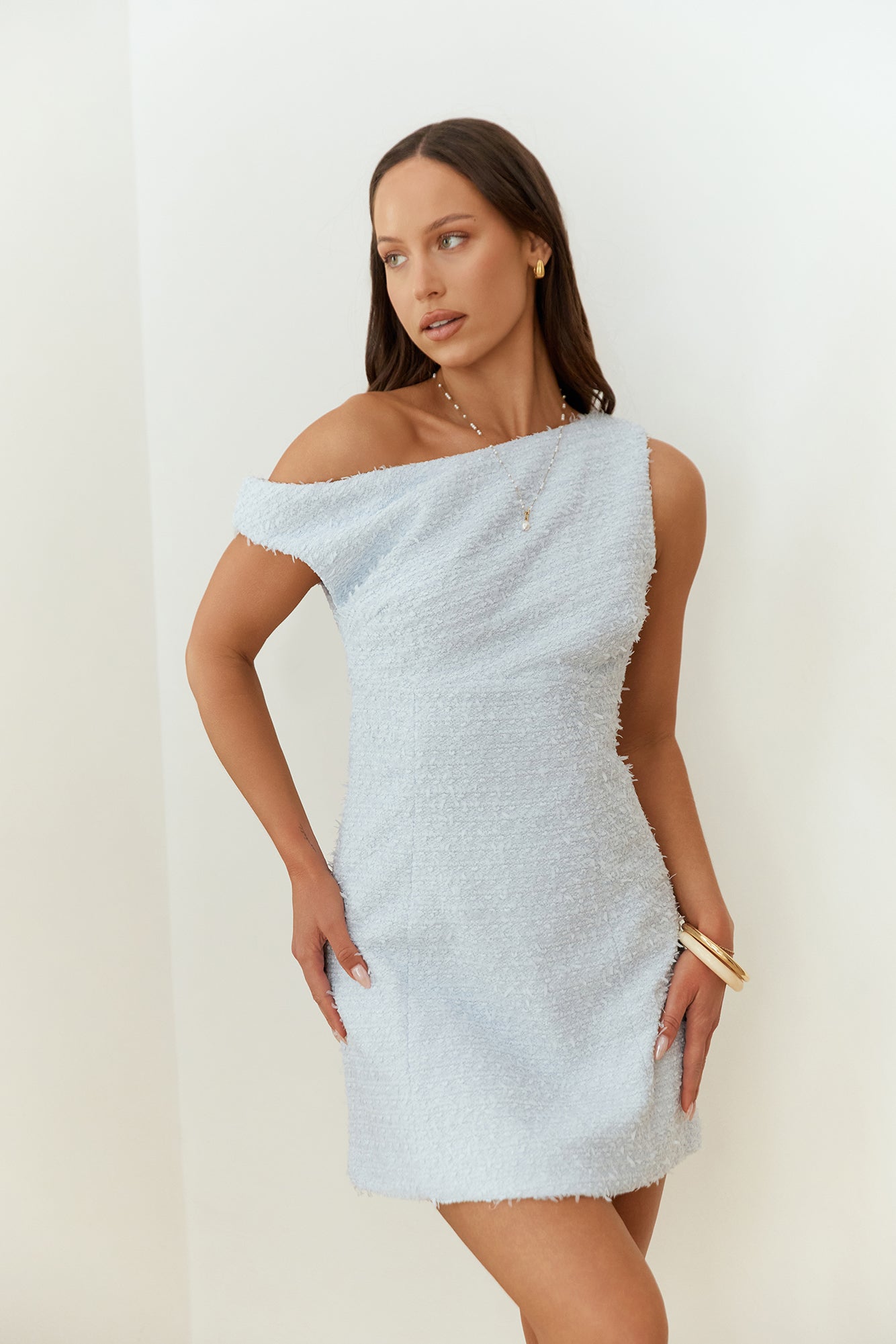 Dreaming Days Off Shoulder Mini Dress Blue-Seaa Fashion